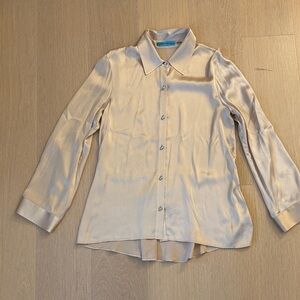 Alice & Olivia Silk Cream Button-Up